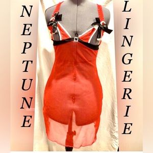 ♥️ NEPTUNE sexy christmas santa babydoll with black bow jingle bells size S NWOT